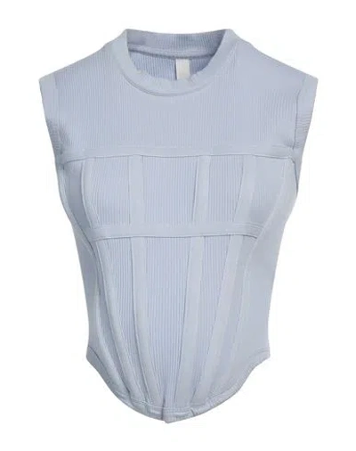 Dion Lee Jersey Rib Cropped Tank Corset Tank Top Blue In Xs