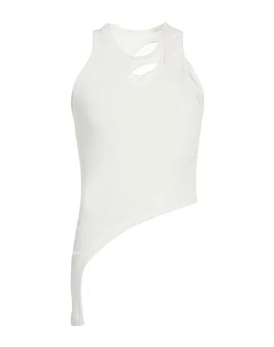 Dion Lee Woman Top Off White Size 8 Cotton, Polyamide