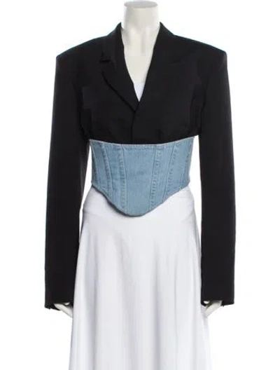 Pre-owned Dion Lee Wool Colorblock Pattern Evening Jacket In Black