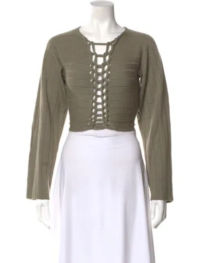 Pre-owned Dion Lee Wool Crew Neck Sweater In Green