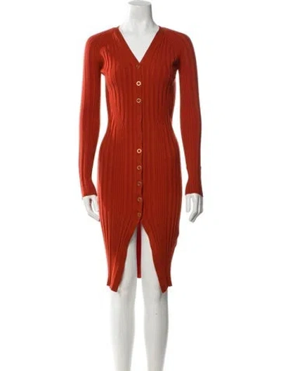 Pre-owned Dion Lee Wool Knee-length Dress In Orange