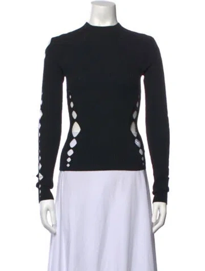 Pre-owned Dion Lee Wool Mock Neck Top In Black
