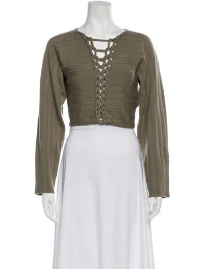 Pre-owned Dion Lee Wool Scoop Neck Sweater In Green