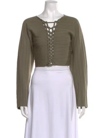 Pre-owned Dion Lee Wool Scoop Neck Sweater In Green