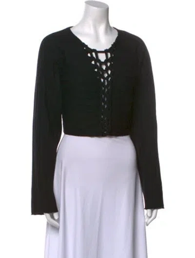 Pre-owned Dion Lee Wool V-neck Sweater In Black