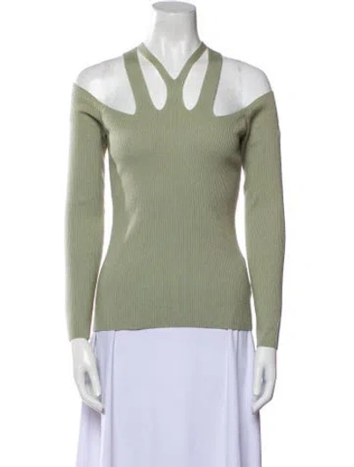 Pre-owned Dion Lee Wool V-neck Sweater In Green