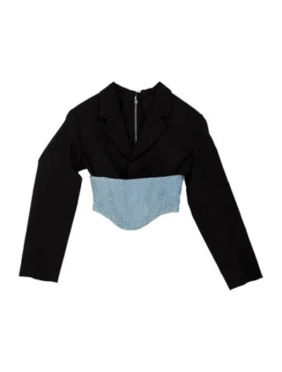 Pre-owned Dion Lee Wool V-neck Top In Black