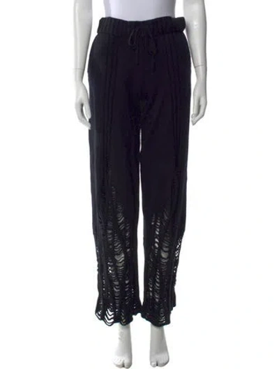 Pre-owned Dion Lee Wool Wide Leg Pants In Black