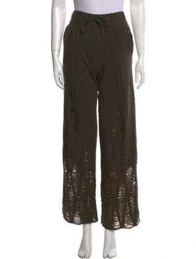 Pre-owned Dion Lee Wool Wide Leg Pants In Green