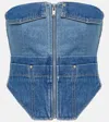 Dion Lee Denim Top With Front Zip In American Blue / Washed Blue