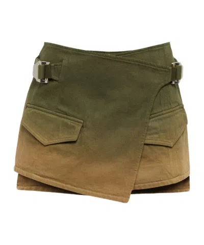 Dion Lee Wraparound Denim Mini Skirt In Green