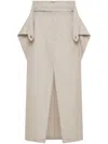 Dion Lee Zip-detail Wool Midi Skirt In Neutrals