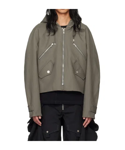 Dion Lee Khaki Zip-up Jacket In Mercury