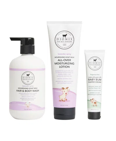 Dionis 3-piece Goat Milk Baby Care Lavender Bundle Set In No Color