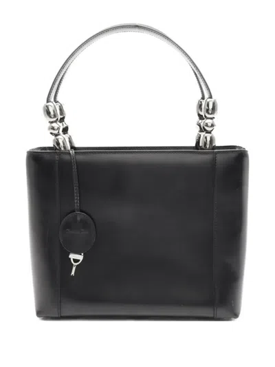 Pre-owned Dior 00's Maris Pearl Leather Tote Bag In Black