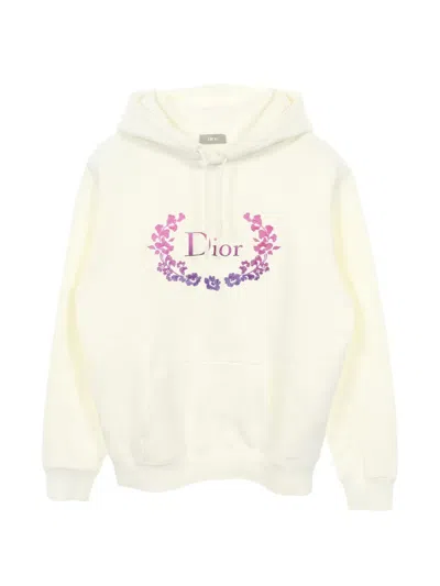 Pre-owned Dior 00s Logo-embroidery Pullover Hoodie In White