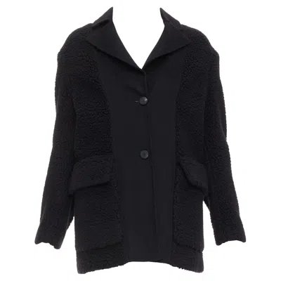 Pre-owned Dior 100% Cashmere Black Teddy Textured Pocketed Coat Fr34 Xs