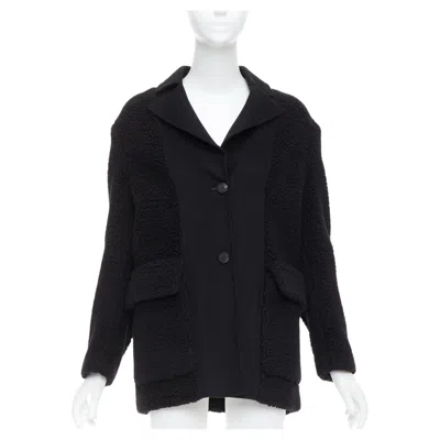 Pre-owned Dior 100% Cashmere Black Teddy Textured Pocketed Coat Fr34 Xs