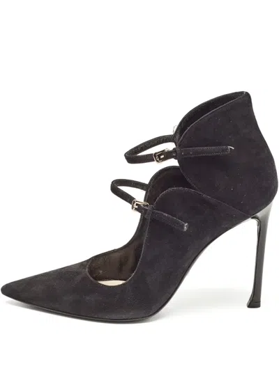 Pre-owned Dior 105mm Suede Pumps In Black