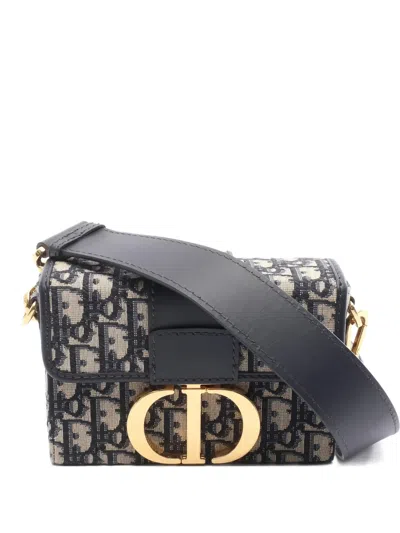 Pre-owned Dior 10s 30 Montaigne Jacquard Cross Body Bag In Blue