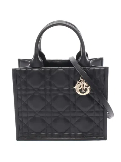 Pre-owned Dior 10s Book Tote Leather Handbag In Black