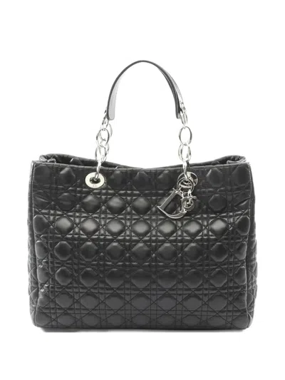 Pre-owned Dior 10s Canage Chain Leather Shoulder Bag In Black