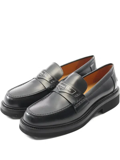 Pre-owned Dior 10s  Boy Leather Loafers In Black