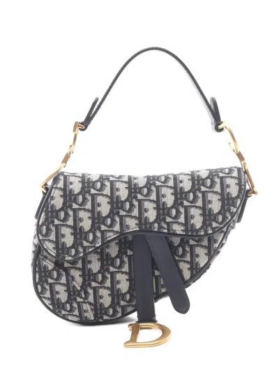 Pre-owned Dior 10s Jacquard Shoulder Bag In Blue