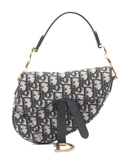 Pre-owned Dior 10s Mini Saddle Shoulder Bag In Blue