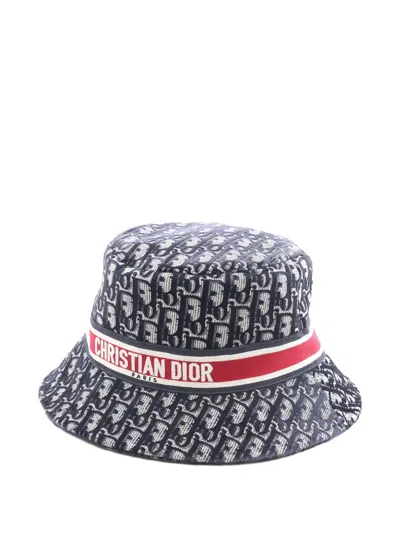 Pre-owned Dior 10s Oblique Velour Hat In Blue