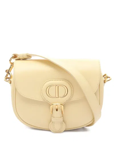 Pre-owned Dior 10s Small Bobby Leather Shoulder Bag In Neutral