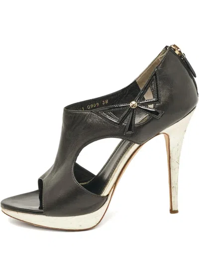 Pre-owned Dior 110mm Bow-detail Leather Pumps In Black