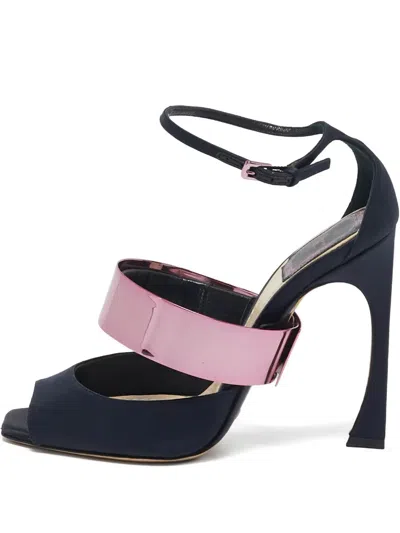Pre-owned Dior 110mm Satin Heeled Sandal In Black
