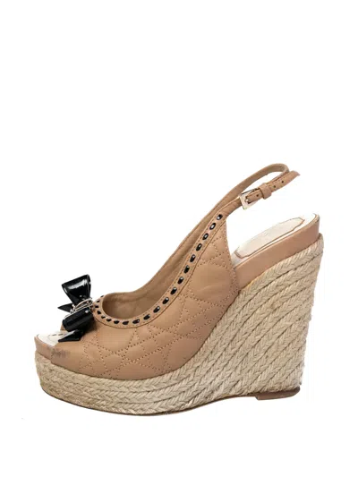 Pre-owned Dior 115mm Leather Heeled Sandals In Neutral