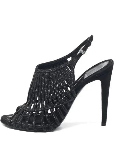Pre-owned Dior 120mm Crystal-embellished Sandals In Black