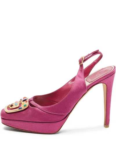 Pre-owned Dior 120mm Embellished Satin Platform Heels
