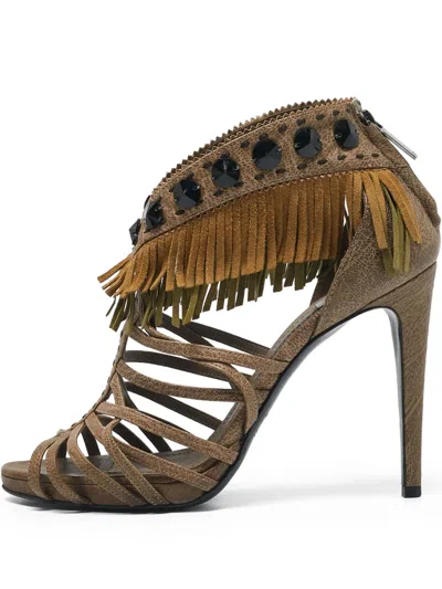 Pre-owned Dior 120mm Fringed Strappy Sandals