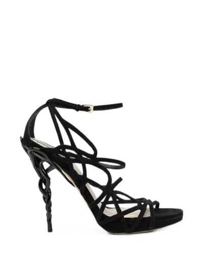 Pre-owned Dior 120mm Strappy Cage Sandals In Black