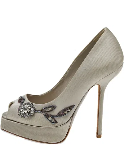 Pre-owned Dior 125mm Platform Peep-toe Embellished Pumps