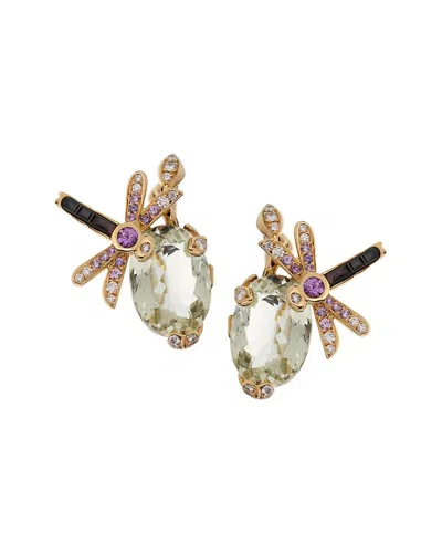Dior 18k 12.85 Ct. Tw. Diamond & Gemstone Earrings (authentic Pre-loved) In Animal Print