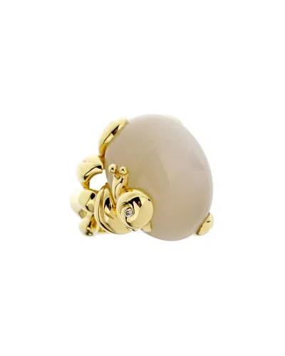 Pre-owned Dior 18k 40.02 Ct. Tw. Diamond & Moonstone Ring (authentic Pre-loved)