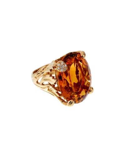 Pre-owned Dior 18k 44.62 Ct. Tw. Diamond & Citrine Cocktail Ring (authentic Pre-loved)