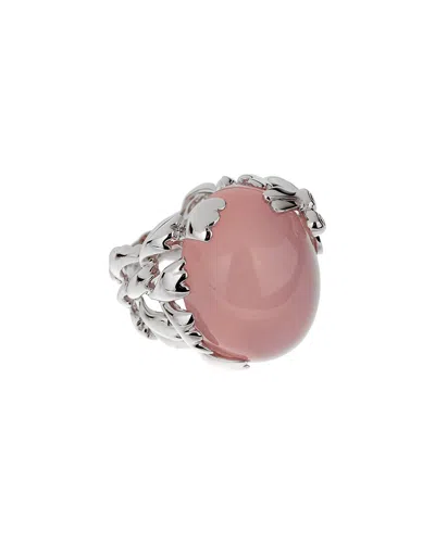 Pre-owned Dior 18k 50.04 Ct. Tw. Diamond & Pink Quartz Cocktail Ring (authentic Pre-loved)