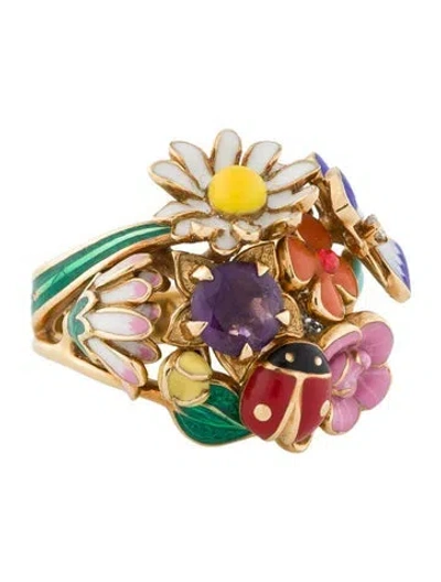 Pre-owned Dior 18k Amethyst & Diamond Ette Cocktail Ring