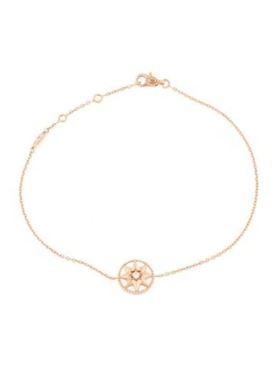 Pre-owned Dior 18k Diamond & Pink Opal Rose Des Vents Station Bracelet, 8.75" In Multi