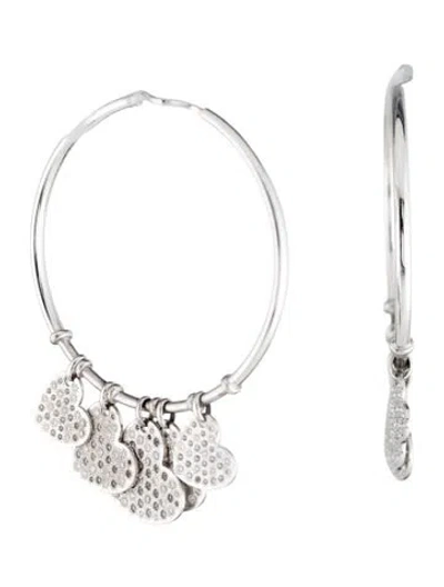 Pre-owned Dior 18k Diamond Coeurs Légers Heart Hoop Earrings In Multi