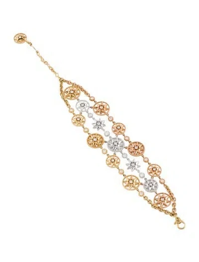Pre-owned Dior 18k Diamond Compass Rose & Wind Star Bracelet, 6" In Multi