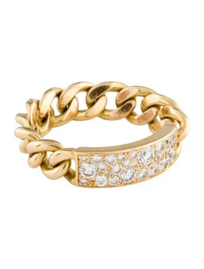 Pre-owned Dior 18k Diamond Gourmette Ring In Multi