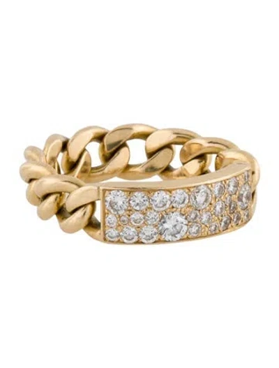 Pre-owned Dior 18k Diamond Gourmette Ring In Multicolor