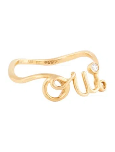 Pre-owned Dior 18k Diamond 'oui' Amour Ring In Multicolor